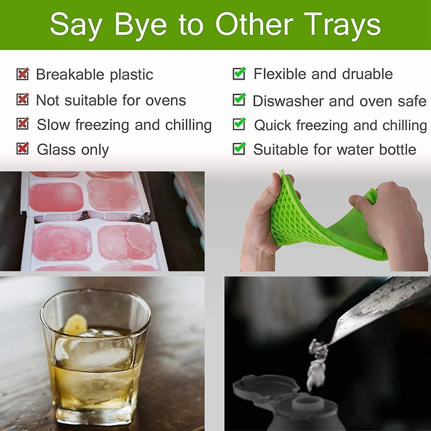 Silicone Mini Ice Cube Trays 2 Pack, 160 Small Ice Cube Molds Easy Release Crush