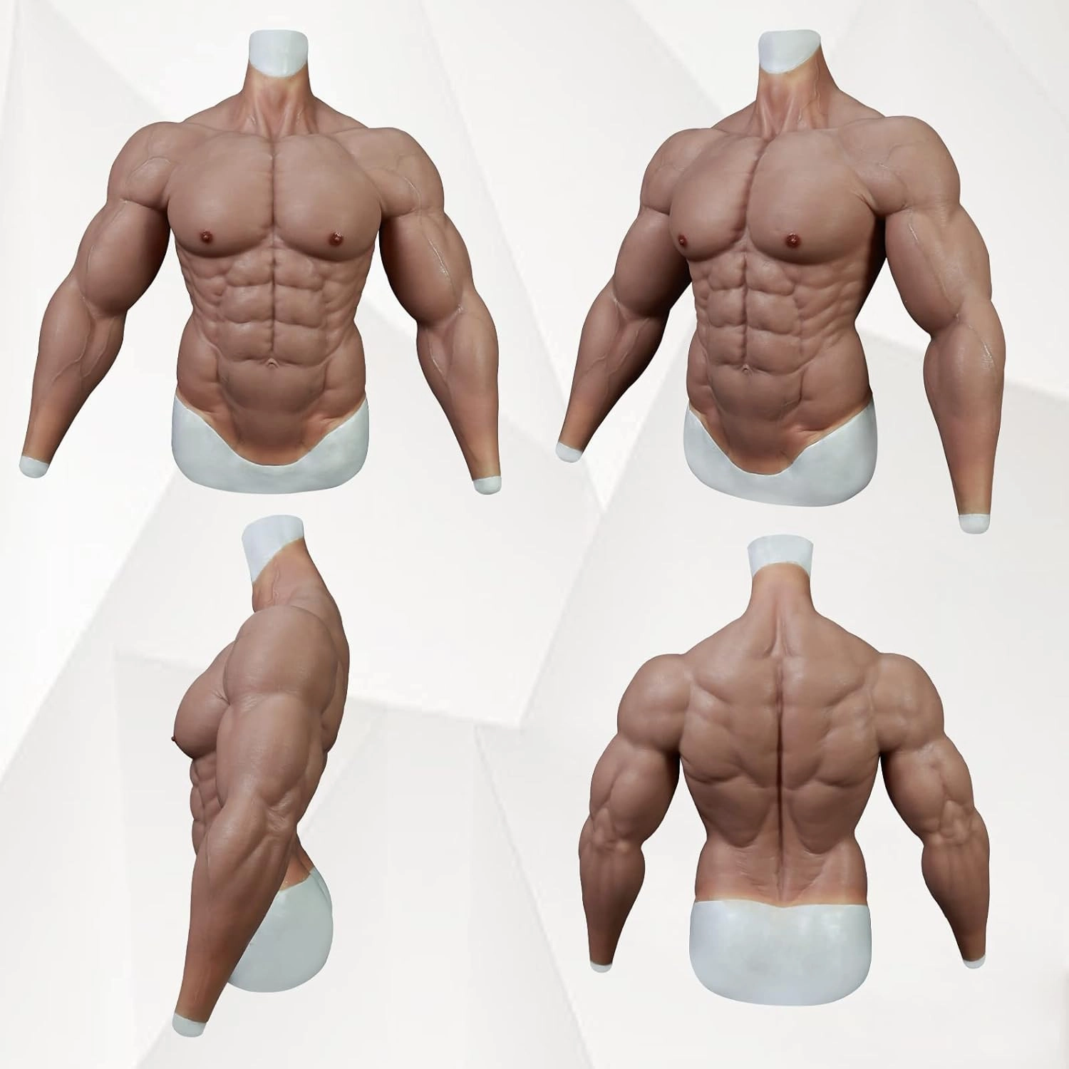 Silicone Muscle Suit Upgraded Version Male Chest with Arms Realistic Fake Muscle Costume Cosplay Halloween Carnival