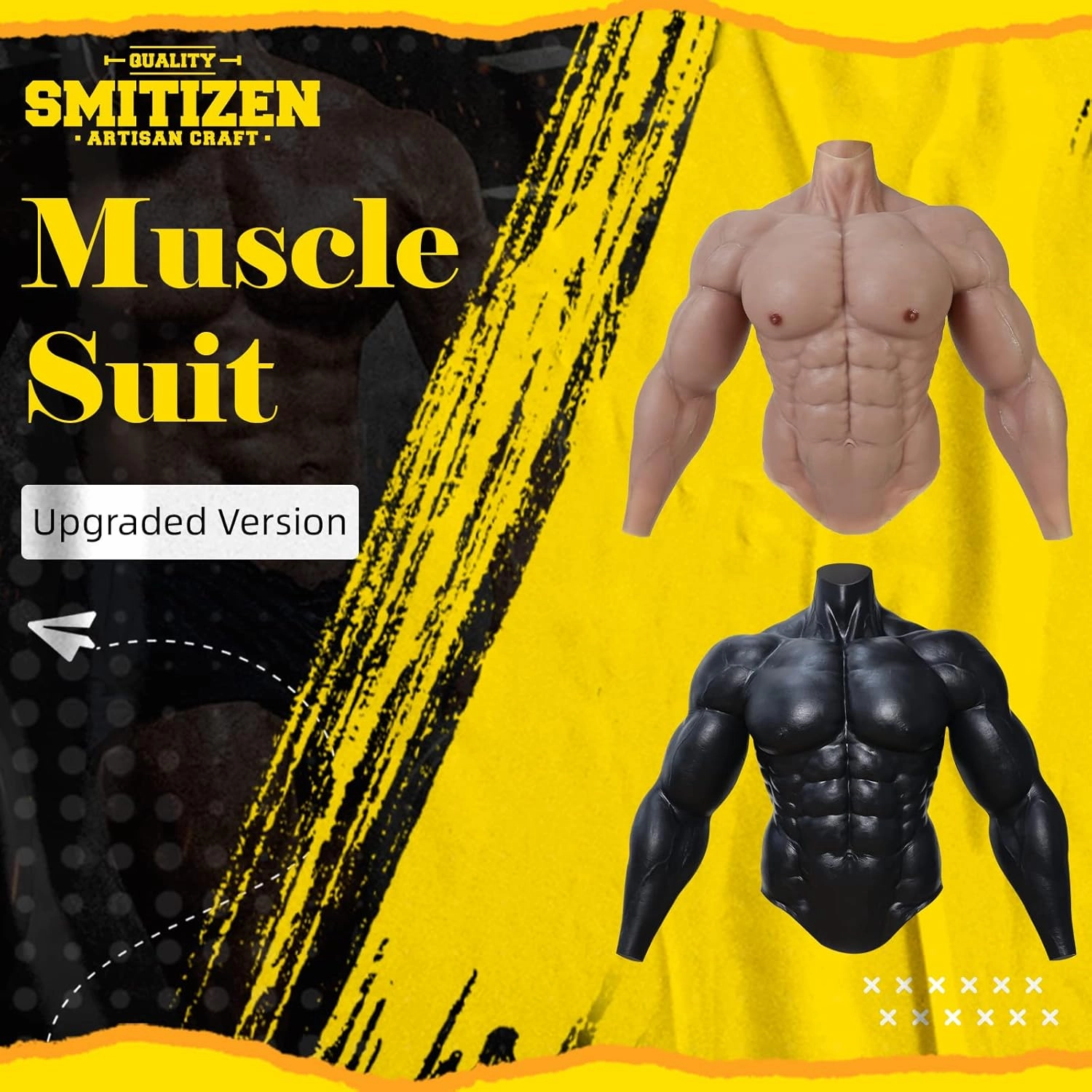 Silicone Muscle Suit Upgraded Version Male Chest with Arms Realistic Fake Muscle Costume Cosplay Halloween Carnival