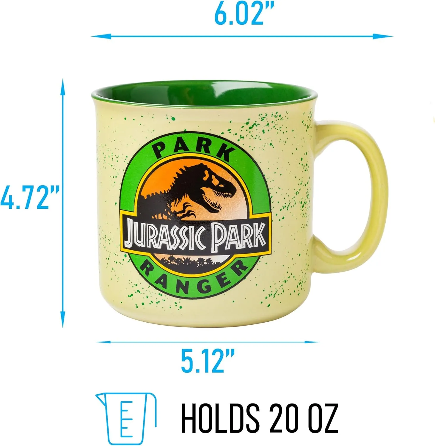 Silver Buffalo Jurassic Park Park Ranger Camper Style Ceramic Coffee Mug, 20 Ounces