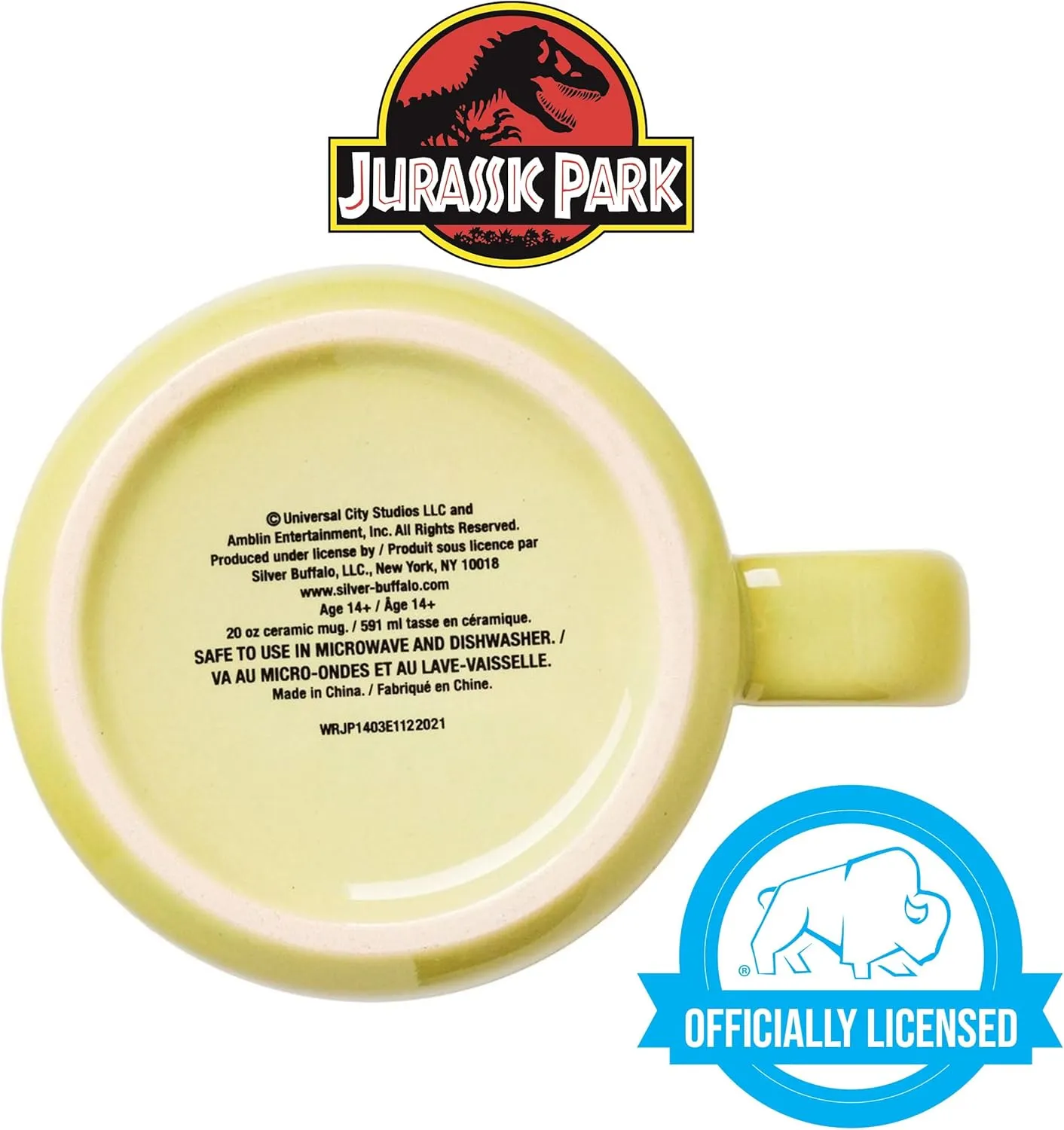 Silver Buffalo Jurassic Park Park Ranger Camper Style Ceramic Coffee Mug, 20 Ounces