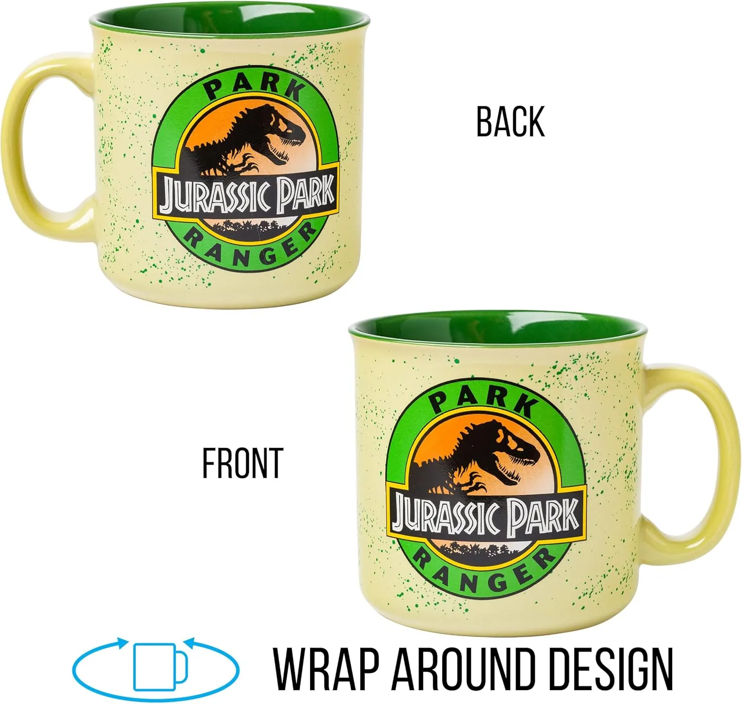 Silver Buffalo Jurassic Park Park Ranger Camper Style Ceramic Coffee Mug, 20 Ounces