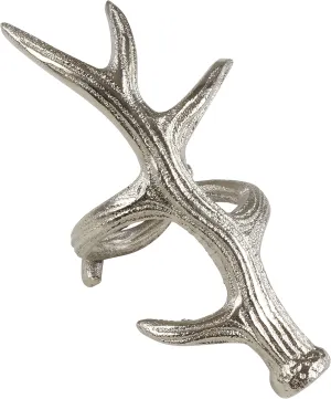 Silver-Tone Aluminum Antler Special Occasion Holiday Dinner Napkin Ring (4 Pieces)