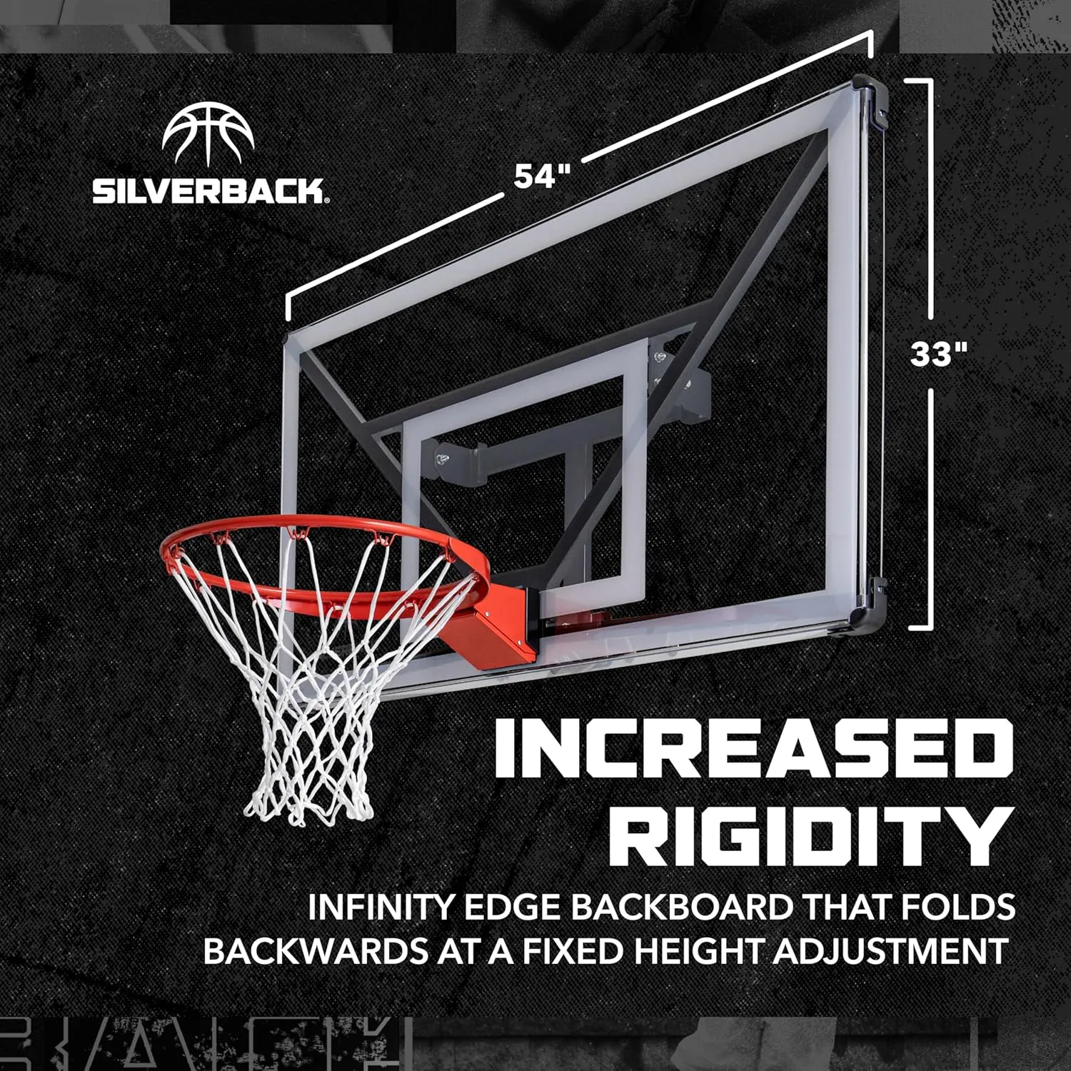 Silverback NXT 54" Wall Mounted Adjustable-Height and Fixed Basketball Hoop with QuickPlay Design