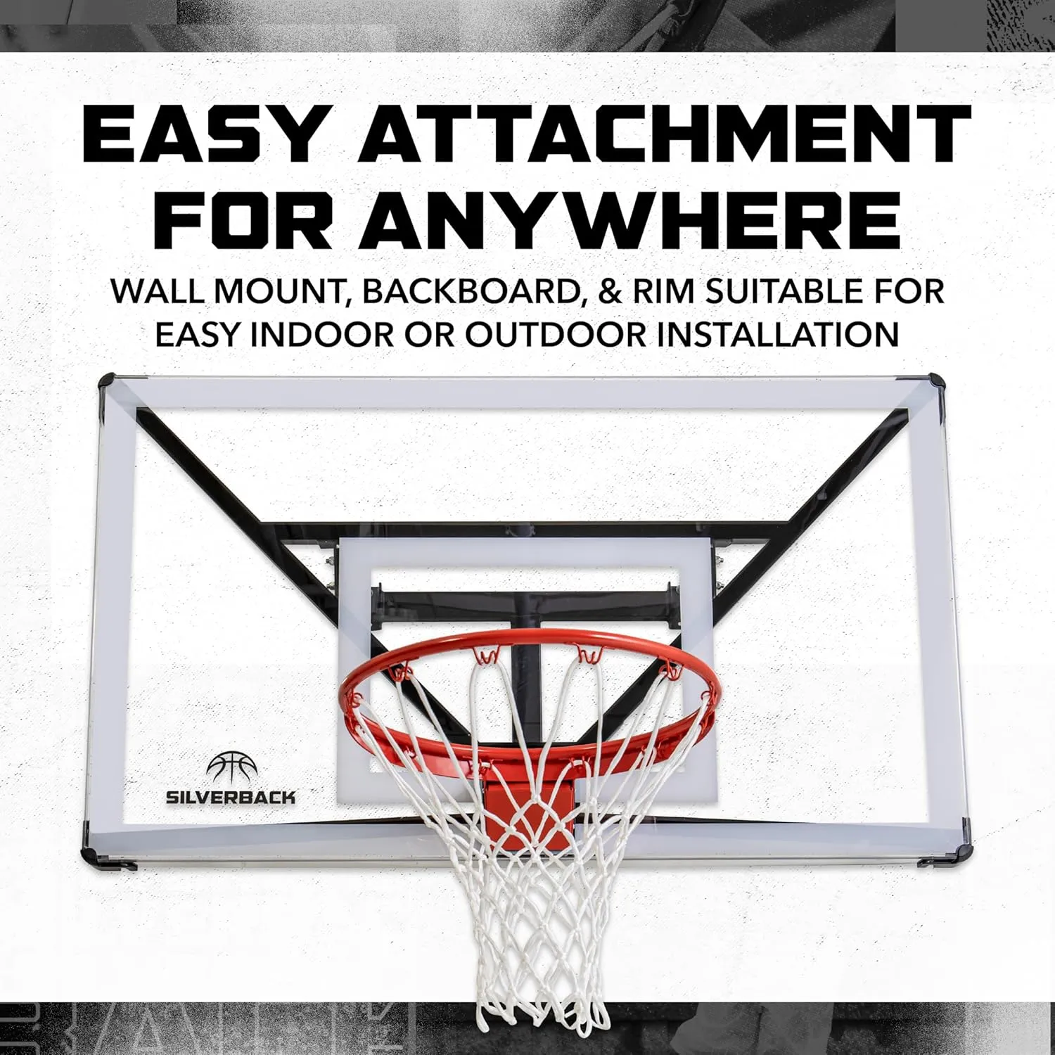 Silverback NXT 54" Wall Mounted Adjustable-Height and Fixed Basketball Hoop with QuickPlay Design