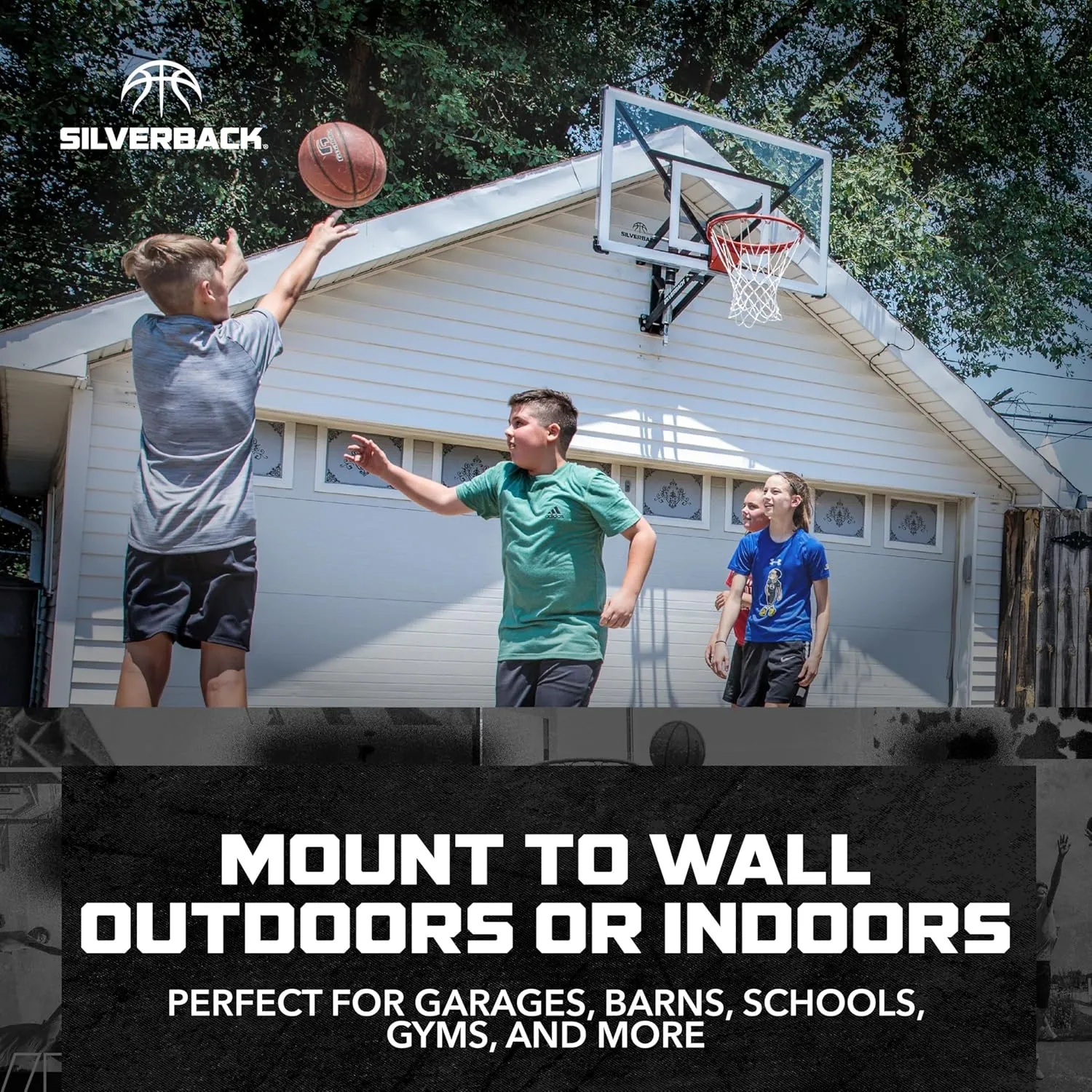 Silverback NXT 54" Wall Mounted Adjustable-Height and Fixed Basketball Hoop with QuickPlay Design