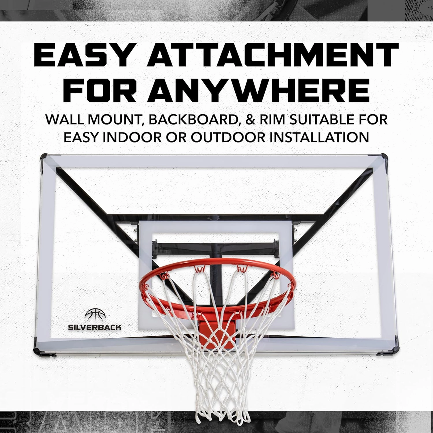 Silverback NXT 54" Wall Mounted Adjustable-Height and Fixed Basketball Hoop with QuickPlay Design