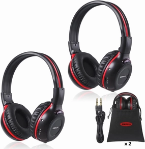 SIMOLIO 2 Pack of Wireless Car Headphones, 2 Channel IR Wireless Headphones for Kids, in Car DVD Headsets with Storage Bag for Vehicle Universal Rear Entertainment System, Not for 2017  Pacifica