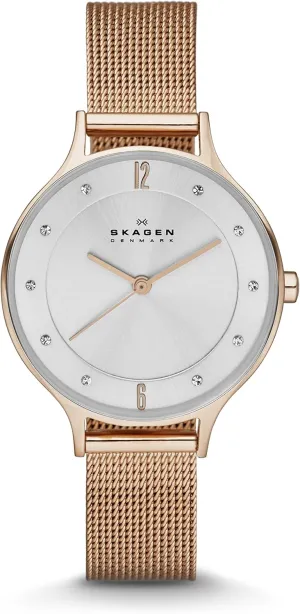 Skagen Women's Anita Lille Three-Hand Rose Gold Stainless Steel Mesh Band Watch (Model: SKW2151)