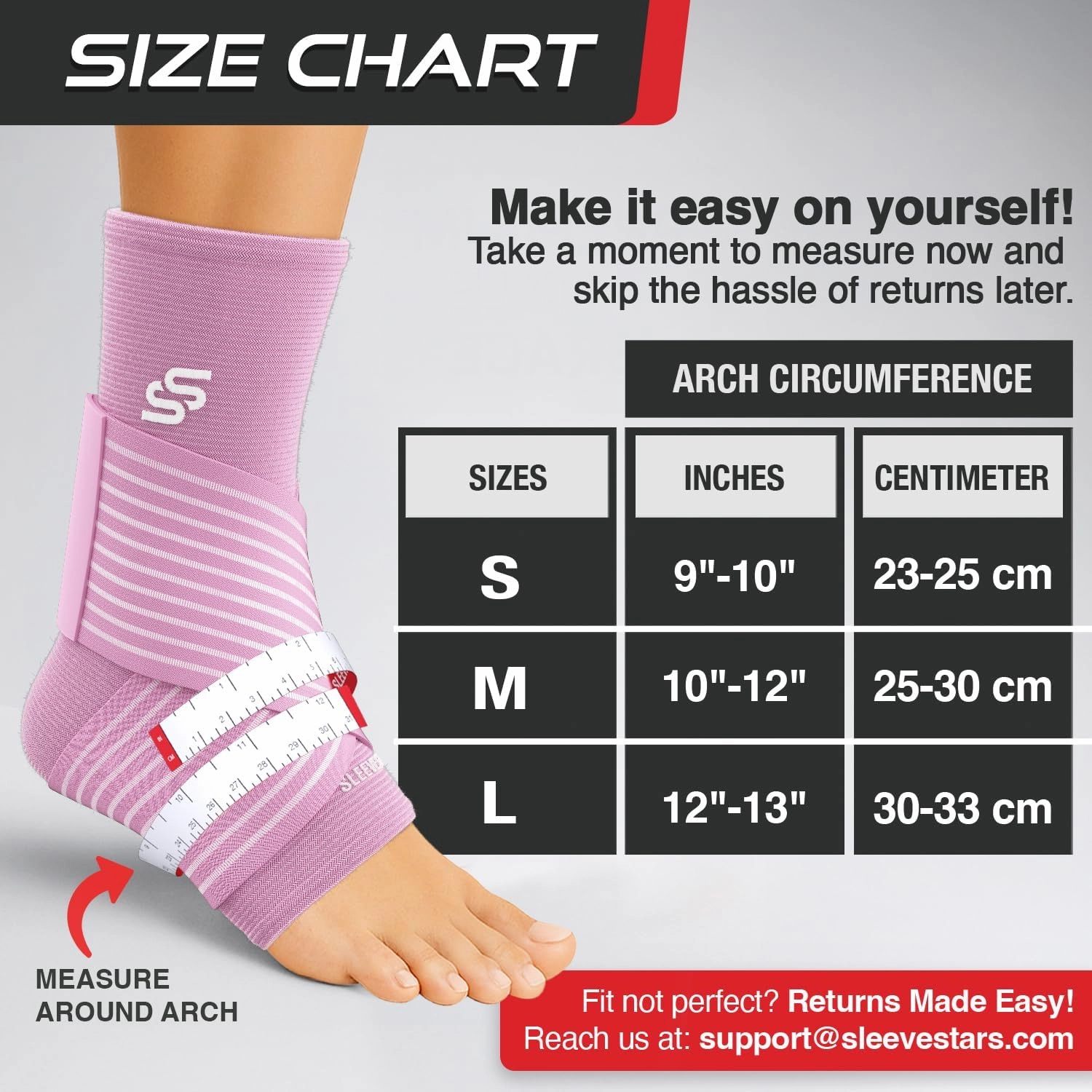 Sleeve Stars Ankle Brace for Sprained Ankle, Plantar Fasciitis Relief Ankle Support for Men and Women, Ankle Compression Sleeve w/ Strap (Single/Baby Pink)
