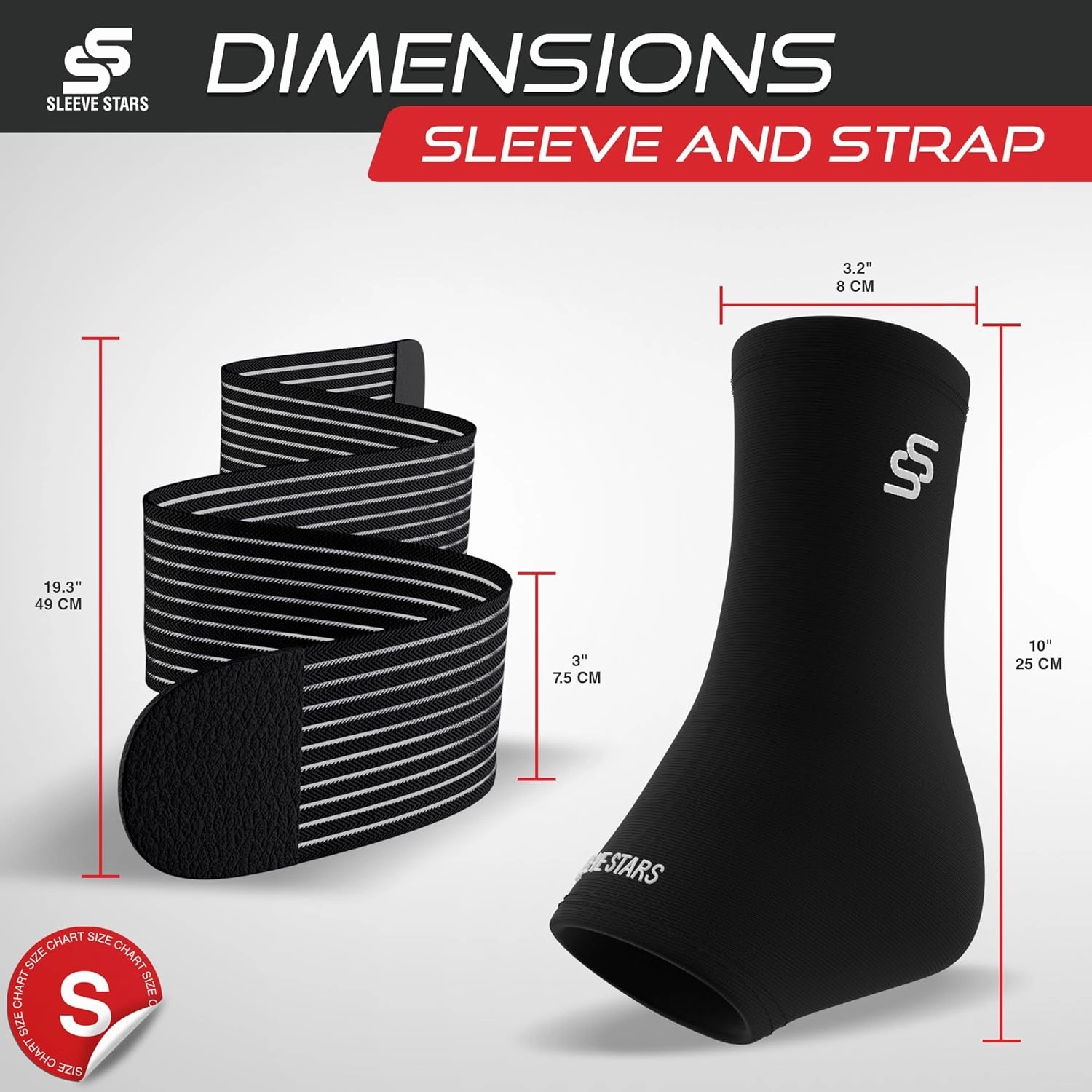 Sleeve Stars Ankle Brace for Women & Men, Ankle Wrap for Sprained Ankle, Compression Sleeve for Plantar Fasciitis Relief, Easy Customizable Support: w/Removable Strap (Single/S:9"-10"/Black)