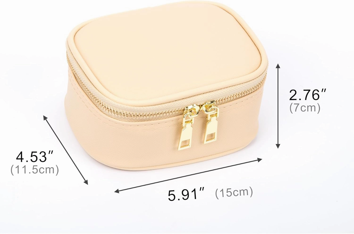 Small Makeup Bag with LED Mirror, Mini Cosmetic Bag for Purse,3 Adjustable Brightness,PU Material,USB Charging,5.9 x 4.5 x 2.8 inch,Cute Preppy Beige