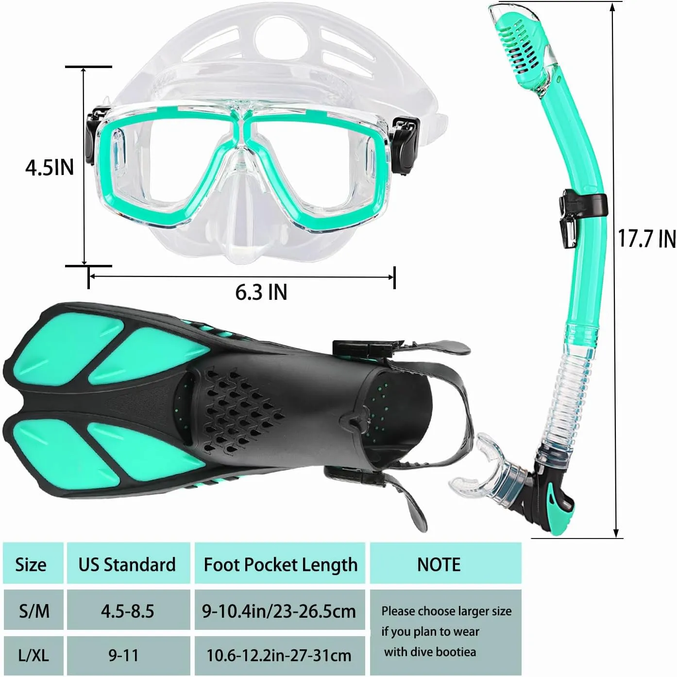 Snorkeling Gear for Adults with Fins Scuba Diving Gear Adult Professional Travel Snorkel Sets with Flippers,Anti-Fog Anti-Leak Diving Mask