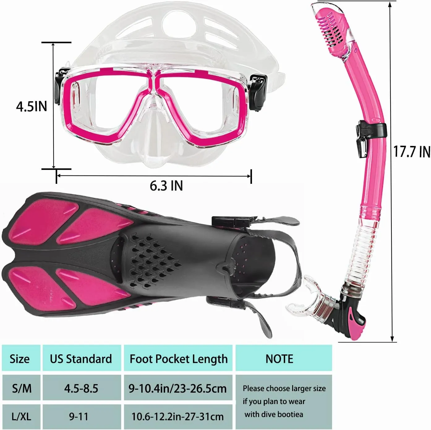 Snorkeling Gear for Adults with Fins Scuba Diving Gear Adult Professional Travel Snorkel Sets with Flippers,Anti-Fog Anti-Leak Diving Mask