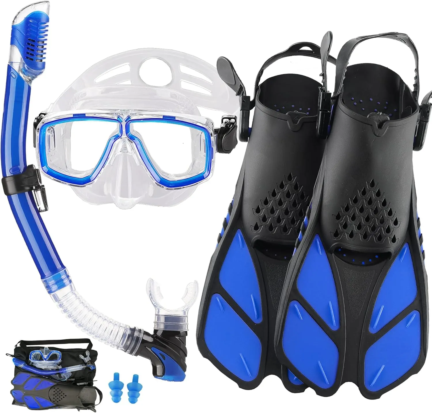 Snorkeling Gear for Adults with Fins Scuba Diving Gear Adult Professional Travel Snorkel Sets with Flippers,Anti-Fog Anti-Leak Diving Mask