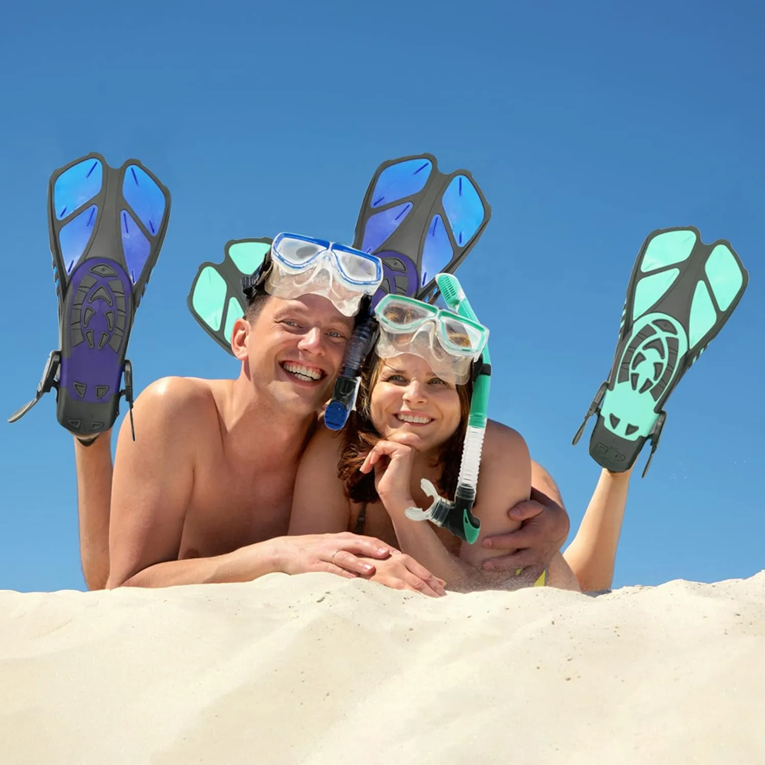 Snorkeling Gear for Adults with Fins Scuba Diving Gear Adult Professional Travel Snorkel Sets with Flippers,Anti-Fog Anti-Leak Diving Mask