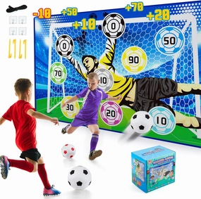 Soccer Gifts for Boys and Girls, Indoor Soccer Ball Game with 2 Balls, Backyard Toss Goal Target, Sport Toys for 3-5, 6-8, 8-12 Years Old Kids