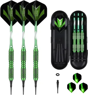 Soft tip Darts Set 18/20 Grams - Professional Darts Plastic Tip with Brass Barrel   Aluminum Shafts   50 Rubber o-Ring   6 Flights  50 Soft Tips for Electronic Dartboard