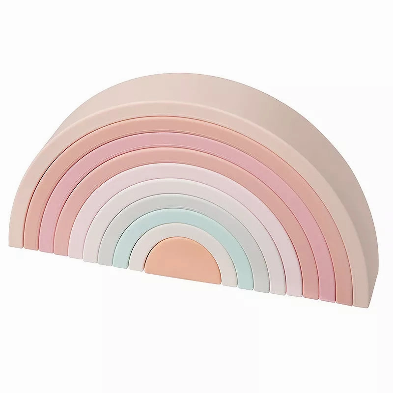 Soft Silicone Rainbow Blocks - Cream Pink