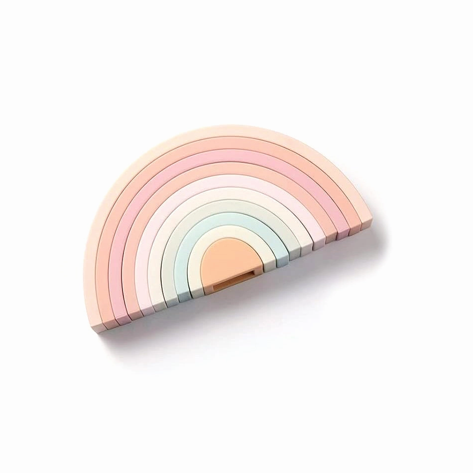 Soft Silicone Rainbow Blocks - Cream Pink
