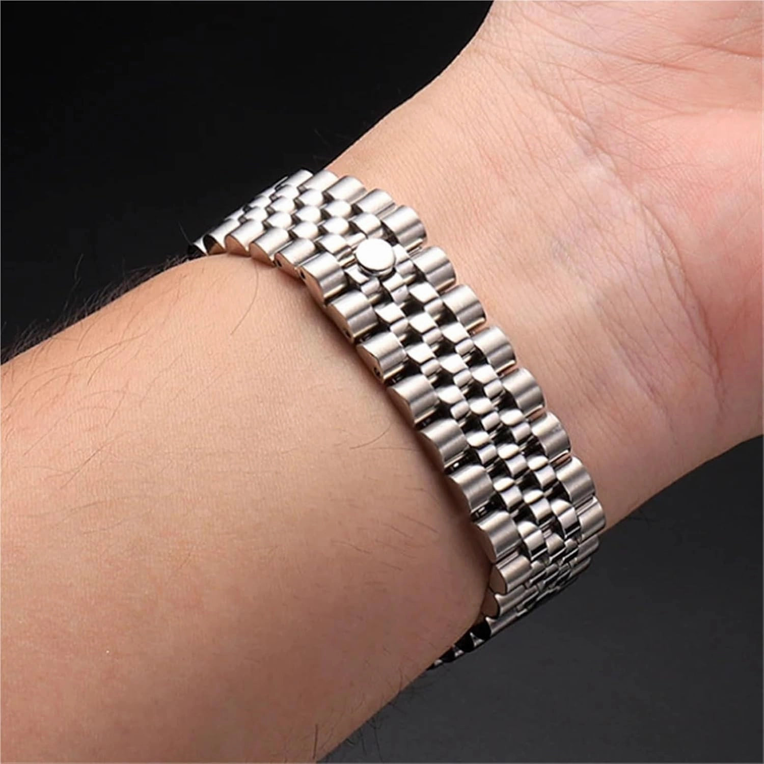 Solid Stainless Steel Watch Band Silver Watch Accessories Strap 20mm For Men Women Universal Quick Release