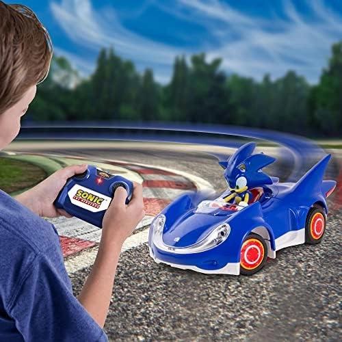 Sonic & Sega All-Stars Racing RC: Sonic - NKOK (681), 1:28 Scale 2.4GHz Remote Controlled Car, 6.5" Compact Design, Officially Licensed Sega Sonic The Hedgehog, Battery Powered, Ages 6 