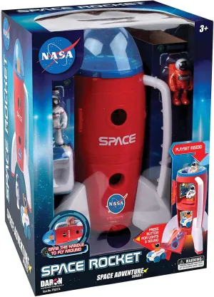 Spaceship Rocket Toy Playset with 2 Astronauts and Rover Vehicle - Lights and Sound, Carrying Handle Play and Explore Space- Space Adventure Series by Daron