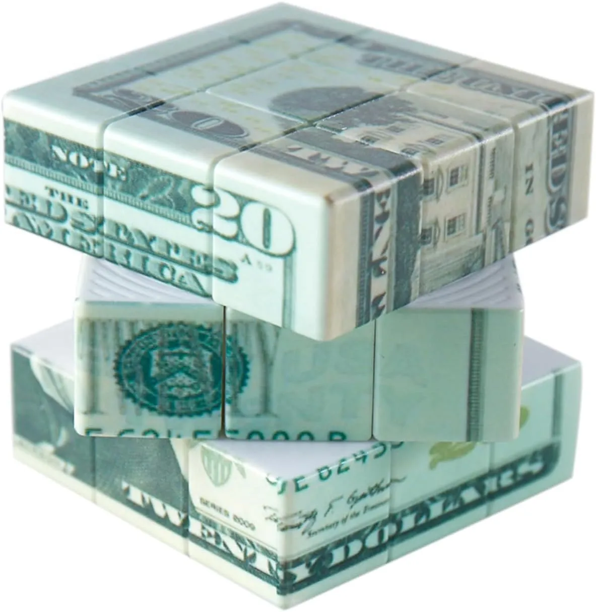 Speed Cube 3x3 Ten-Dollar Notes/Bill Back Pattern Magic Cube Puzzle,IQ Games Puzzles Relief Effect Adult Toys,5.6cm/2.2" (20 Dollars)
