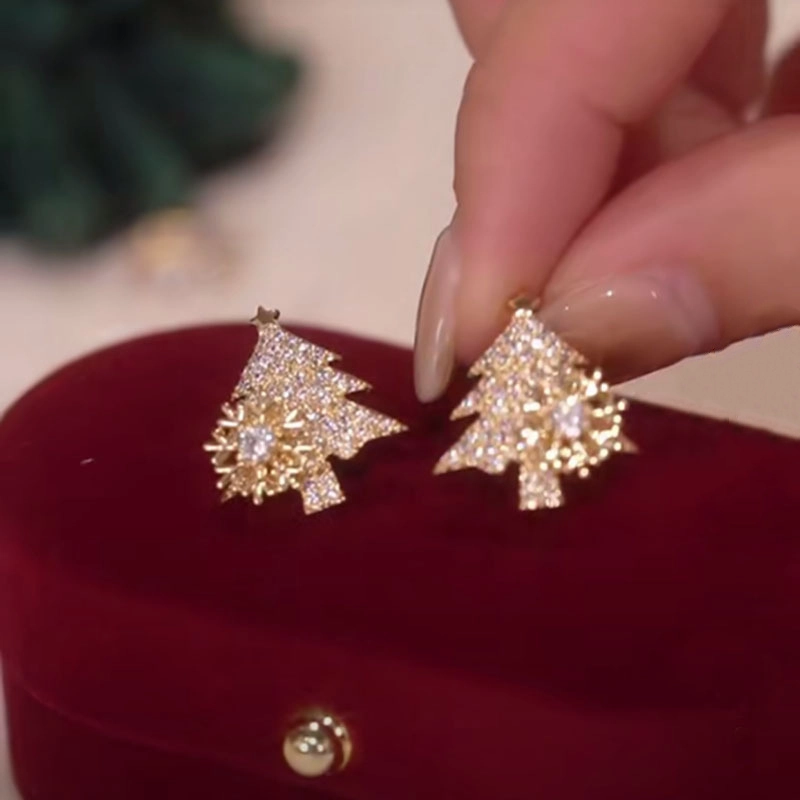 Spinning Snowflake Christmas Tree Earrings