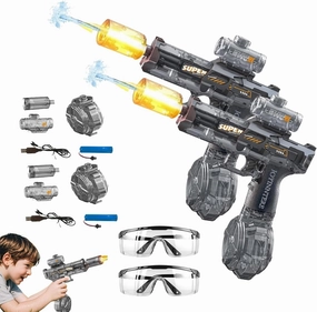 Splasher X Water Gun, Splasher X Water Blaster, Blazerat Auto Water Blaster, Blaze Rat Electric Water Gun, Large Capacity Pistol for Swimming Pool Party Toy (Black2PCS)