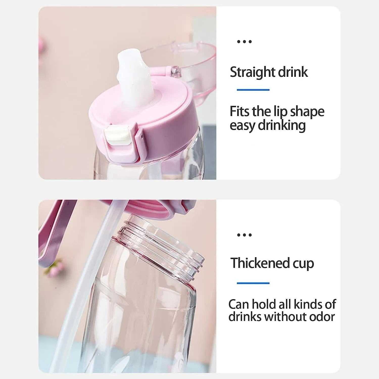 Sports Air Water Bottle Personalised Air Water Bottle 650ml Air Flavoring Sport Water Bottles with Straw, BPA Free, Fruity Extract Ring, Leak Proof Bottles (Black), Small