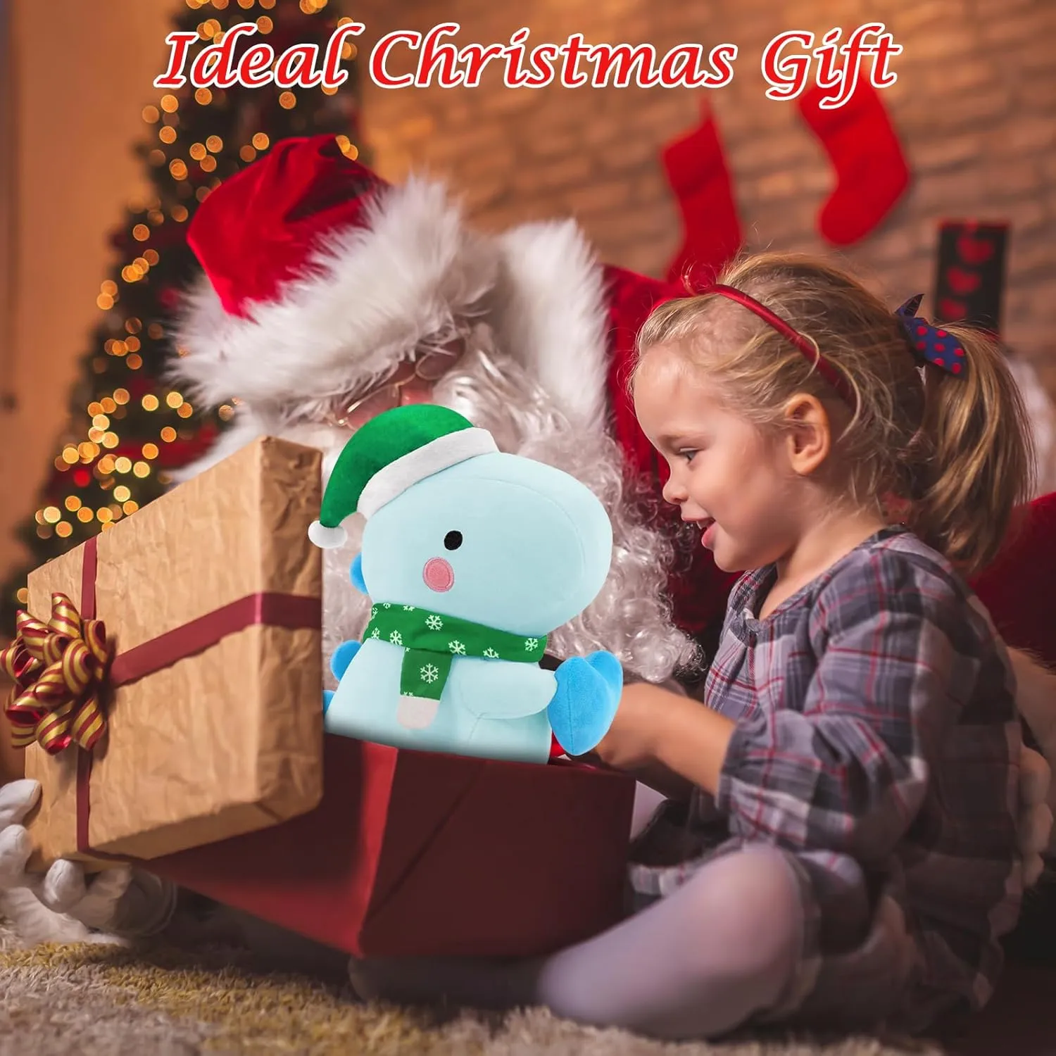 SQEQE Dinosaur Plush Pillow, Cute Loving Stuffed Dinosaur with Heart, Christmas Stuffed Animal Plush Toys Gift for Her Girls Kids (Blue, 12 Inch)