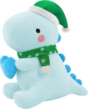 SQEQE Dinosaur Plush Pillow, Cute Loving Stuffed Dinosaur with Heart, Christmas Stuffed Animal Plush Toys Gift for Her Girls Kids (Blue, 12 Inch)