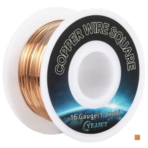 Square Copper Wire - 16 Gauge, 99.9% Pure Soft Copper, 30 Ft