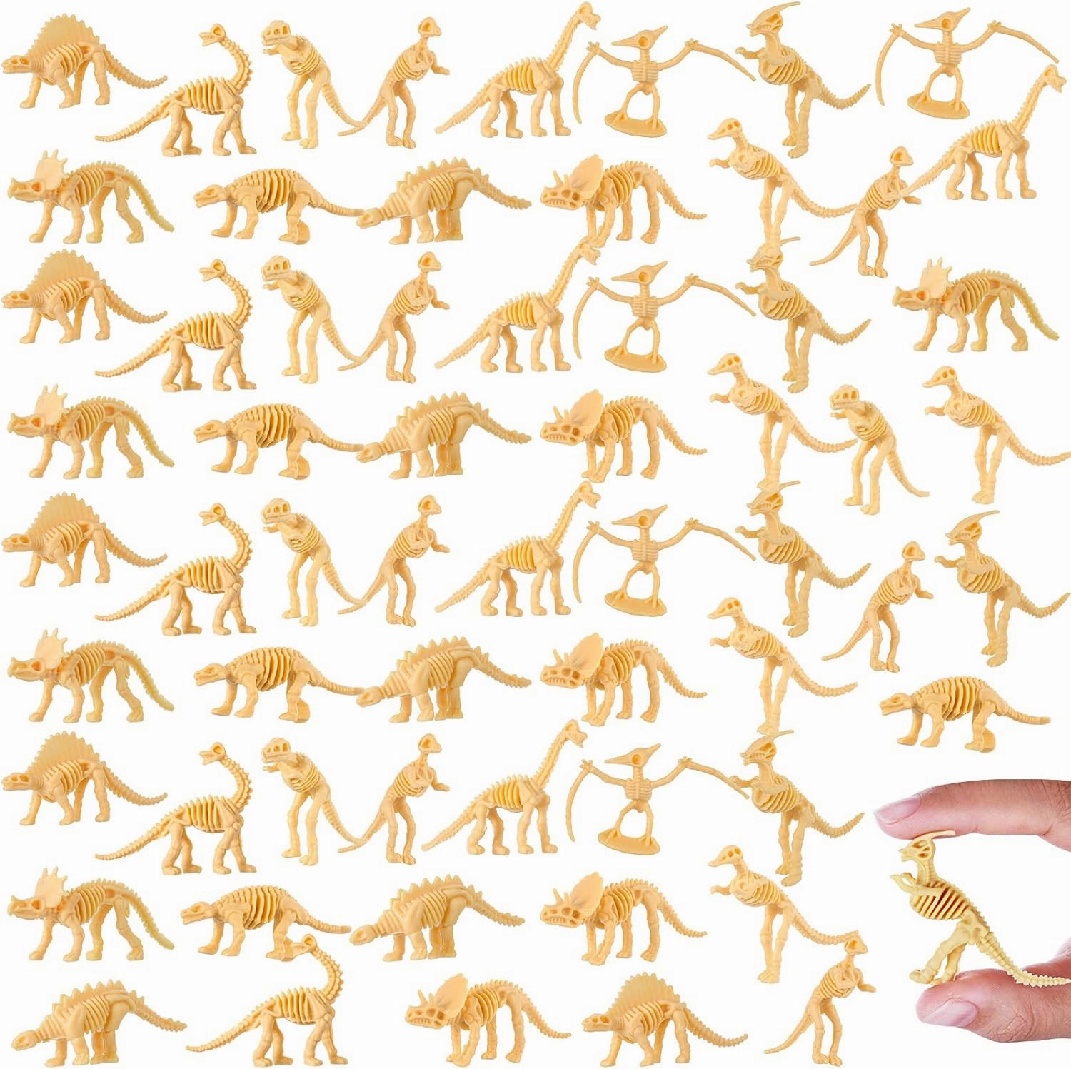 Sratte 180 Pcs Dinosaur Fossil Skeletons Assorted Plastic Skeleton Bones Toy 2.5 Inch Figures Dinosaur Bones for Sand Dig Science Play Halloween Party Supplies Favors, 12 Styles