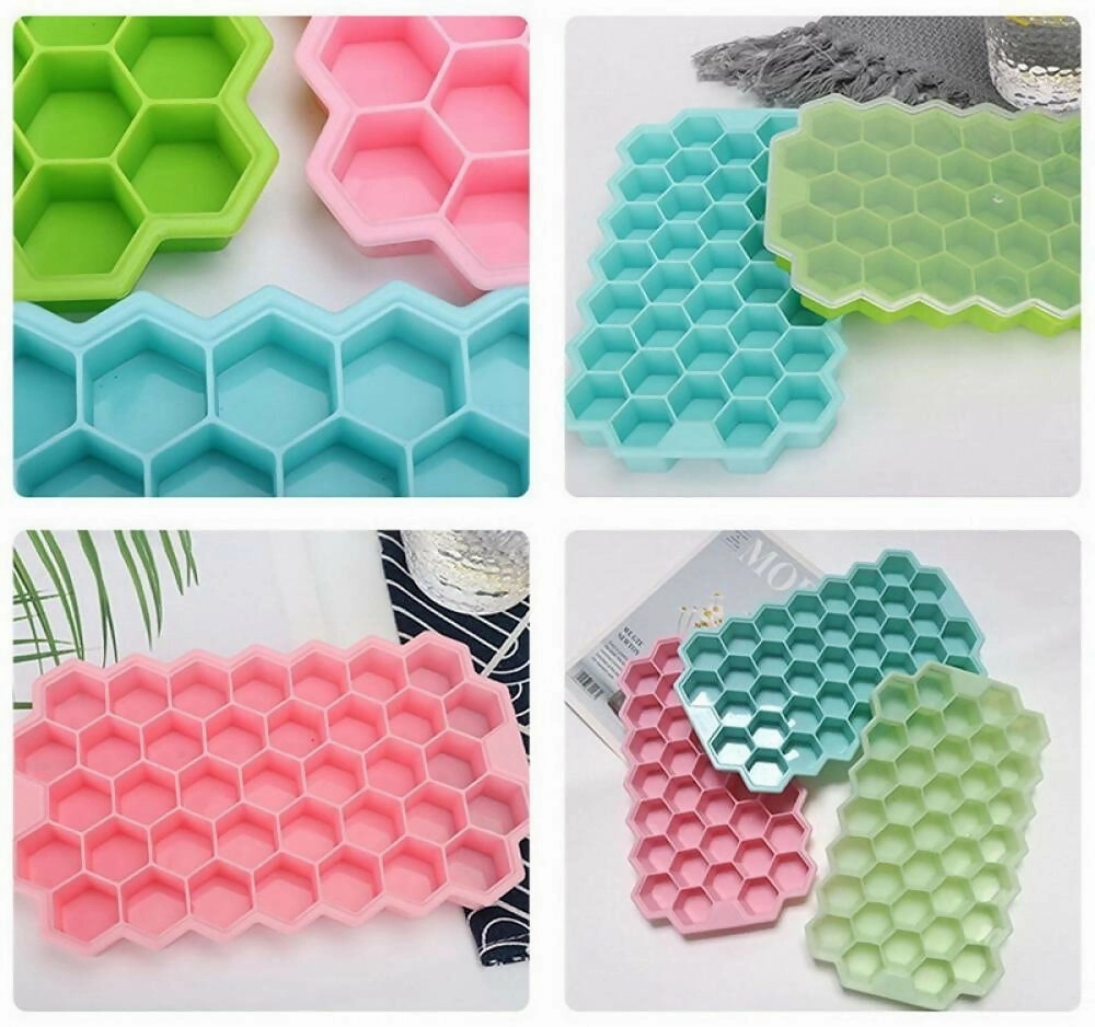 Stackable Silicone Ice Cube Tray With Mold Easy Release (Multicolours)