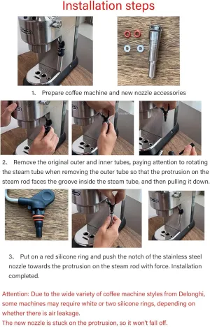 Stainless Steel Coffee Steam Spout Nozzle, Coffee Maker Tools Coffee Machine Steam Nozzle Compatible with ECP3420 EC680
