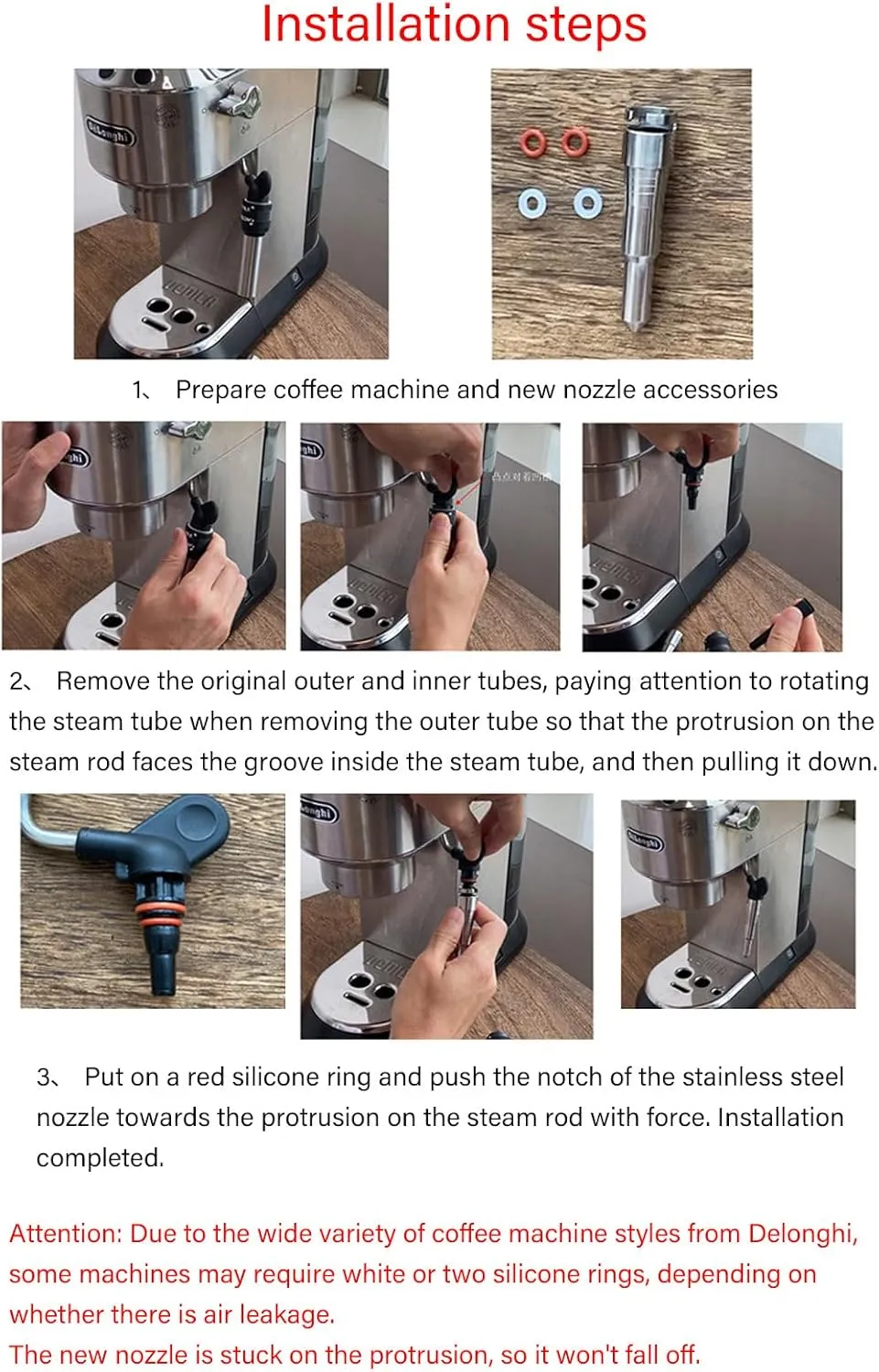 Stainless Steel Coffee Steam Spout Nozzle, Coffee Maker Tools Coffee Machine Steam Nozzle Compatible with ECP3420 EC680