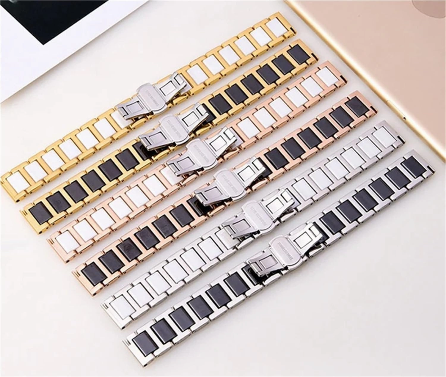 Stainless Steel Ceramic Watch Strap 14mm 16mm 18mm 20mm 22mm 24mm Watch Strap Women Men Universal Watch Strap With Tools