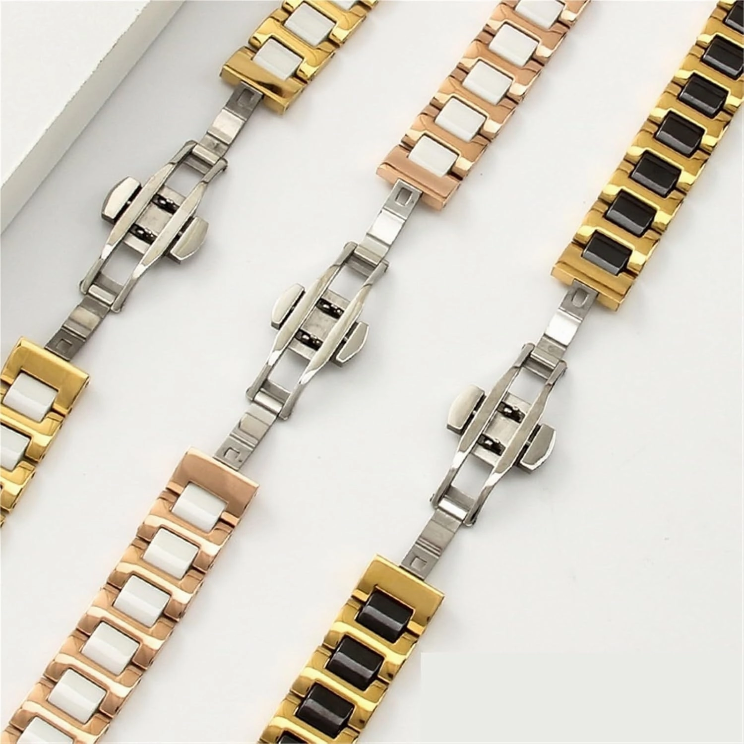 Stainless Steel Ceramic Watch Strap 14mm 16mm 18mm 20mm 22mm 24mm Watch Strap Women Men Universal Watch Strap With Tools