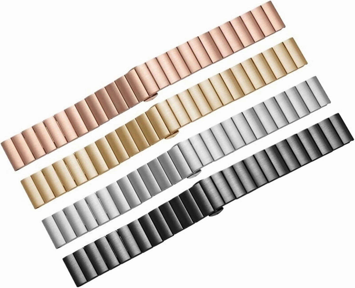 Stainless Steel Metal Watch Band 16mm - 22mm Unisex Wristband Watch Accessory Folding Buckle For Smart Watch