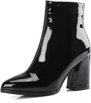 Starella Women's Ankle Boots Metallic Chunky Heel Shiny Go-go Party Dress Bootie