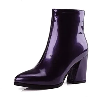 Starella Women's Ankle Boots Metallic Chunky Heel Shiny Go-go Party Dress Bootie