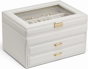Storage Box Jewelry Organizer Women Jewelry Organizer Box Portable Travel Jewelry Case 3 Layer Large Display Jewelry Box for Earring Ring Necklace Jewelry Box