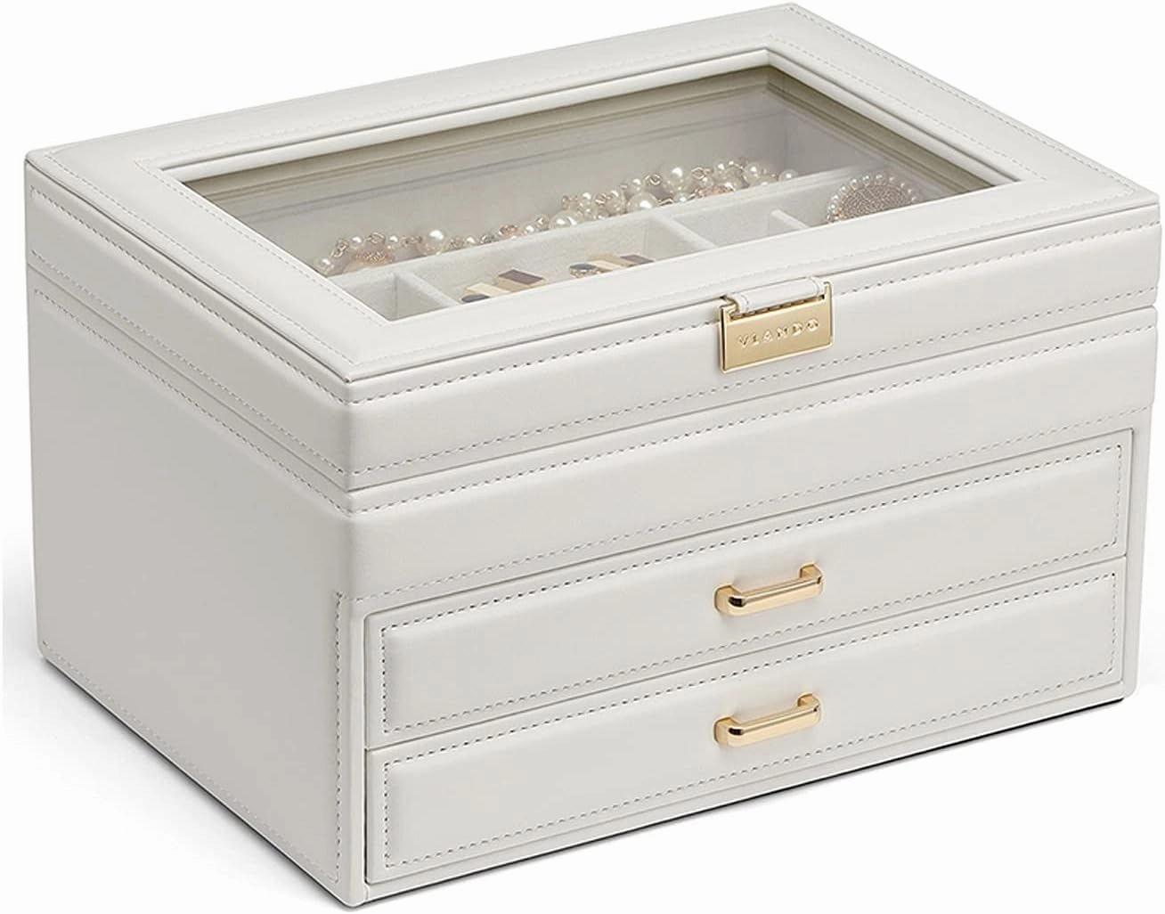Storage Box Jewelry Organizer Women Jewelry Organizer Box Portable Travel Jewelry Case 3 Layer Large Display Jewelry Box for Earring Ring Necklace Jewelry Box