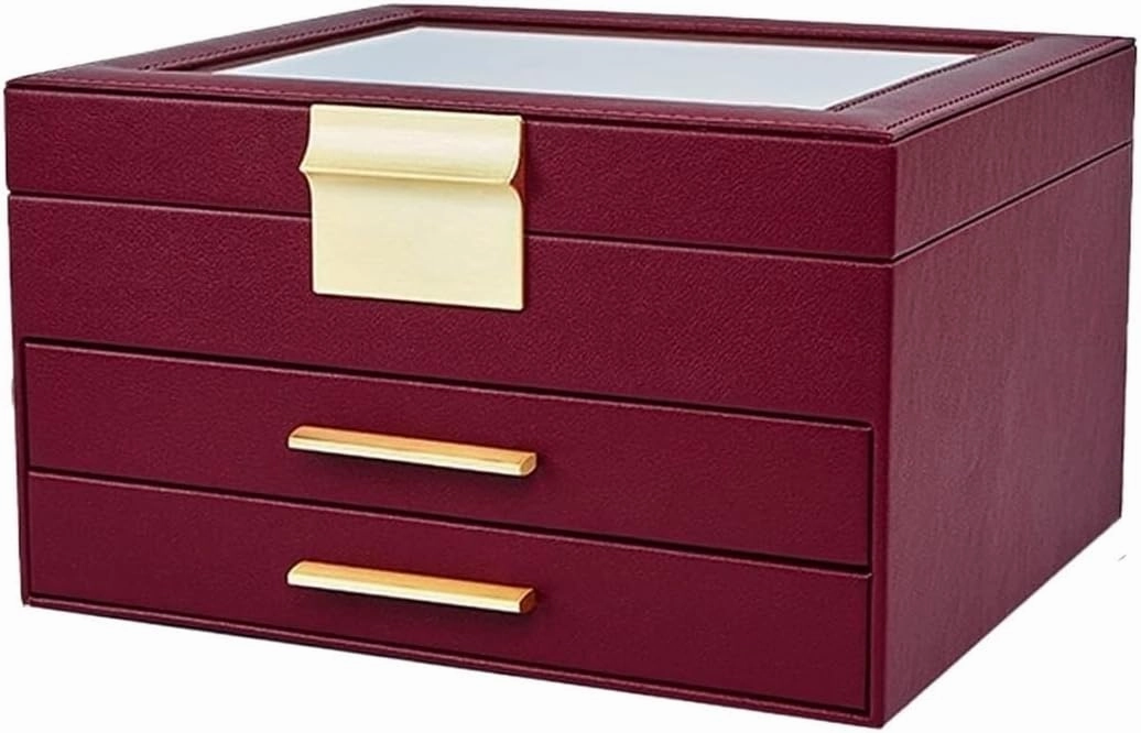 Storage Box Watch Large Jewelry Organizer with Mirror for Women – PU Leather Case(2)