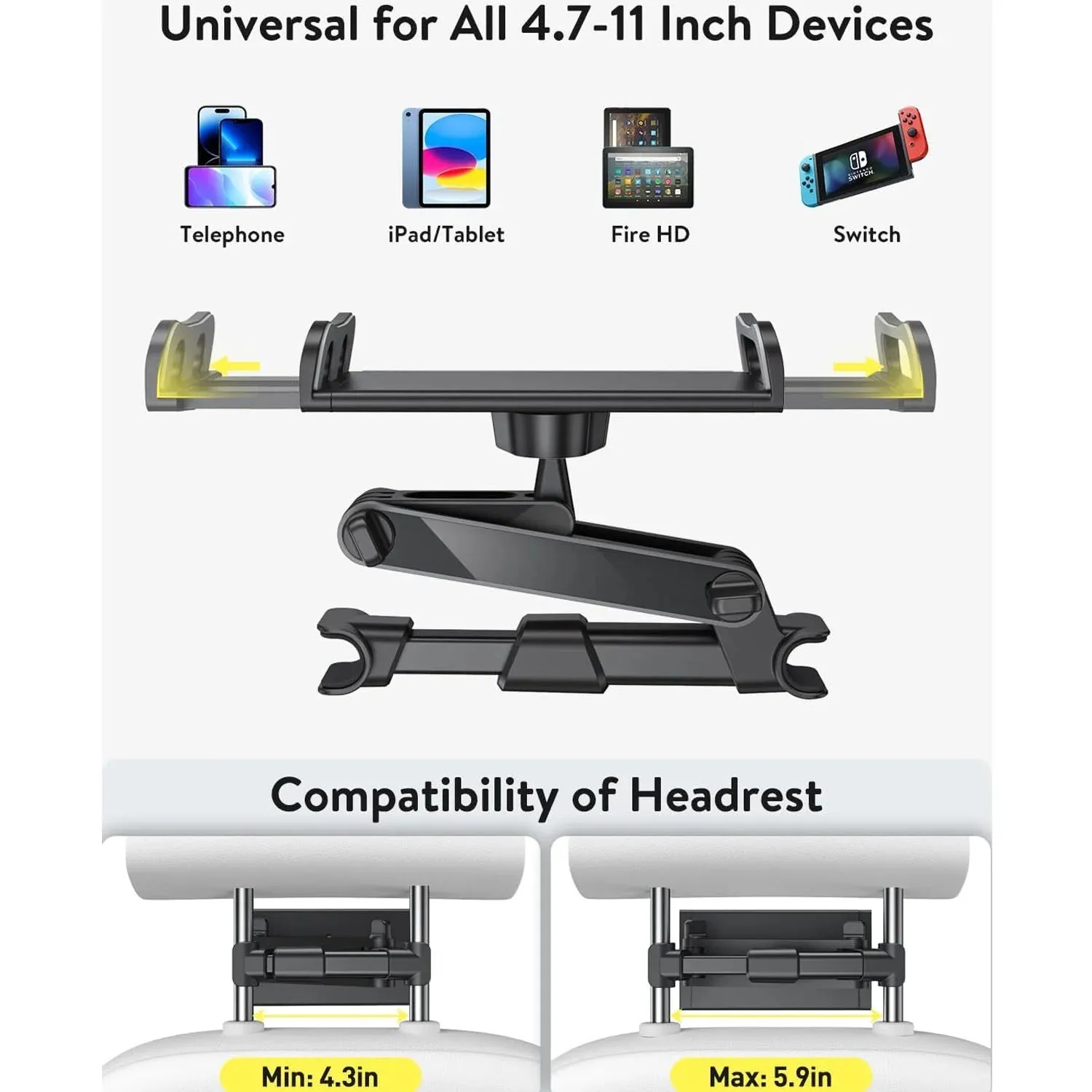 Stretchable Headrest Stand Cell Phone Car Mount