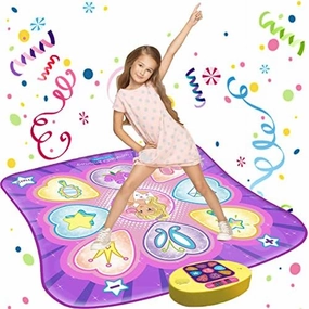 SUNLIN Dance Mat Toys for Girls Ages 3-10 | Dance Pad with LED Lights, Adjustable Volume, 9 Built-in Music, 7 Game Modes, 5 Challenge Levels | Christmas Birthday Gifts for 3 4 5 6 7 8  Years Old Girl