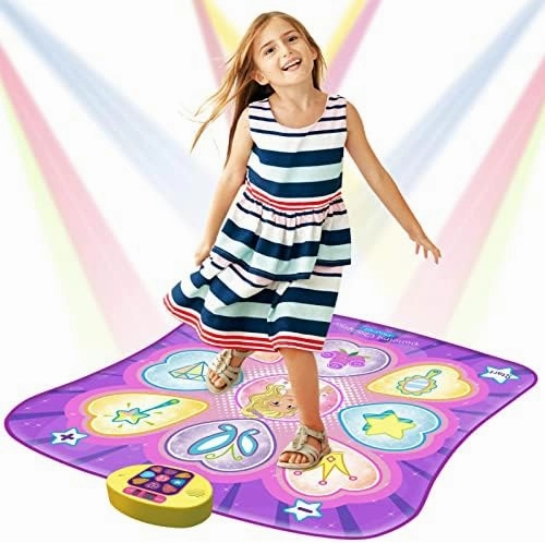 SUNLIN Dance Mat Toys for Girls Ages 3-10 | Dance Pad with LED Lights, Adjustable Volume, 9 Built-in Music, 7 Game Modes, 5 Challenge Levels | Christmas Birthday Gifts for 3 4 5 6 7 8  Years Old Girl