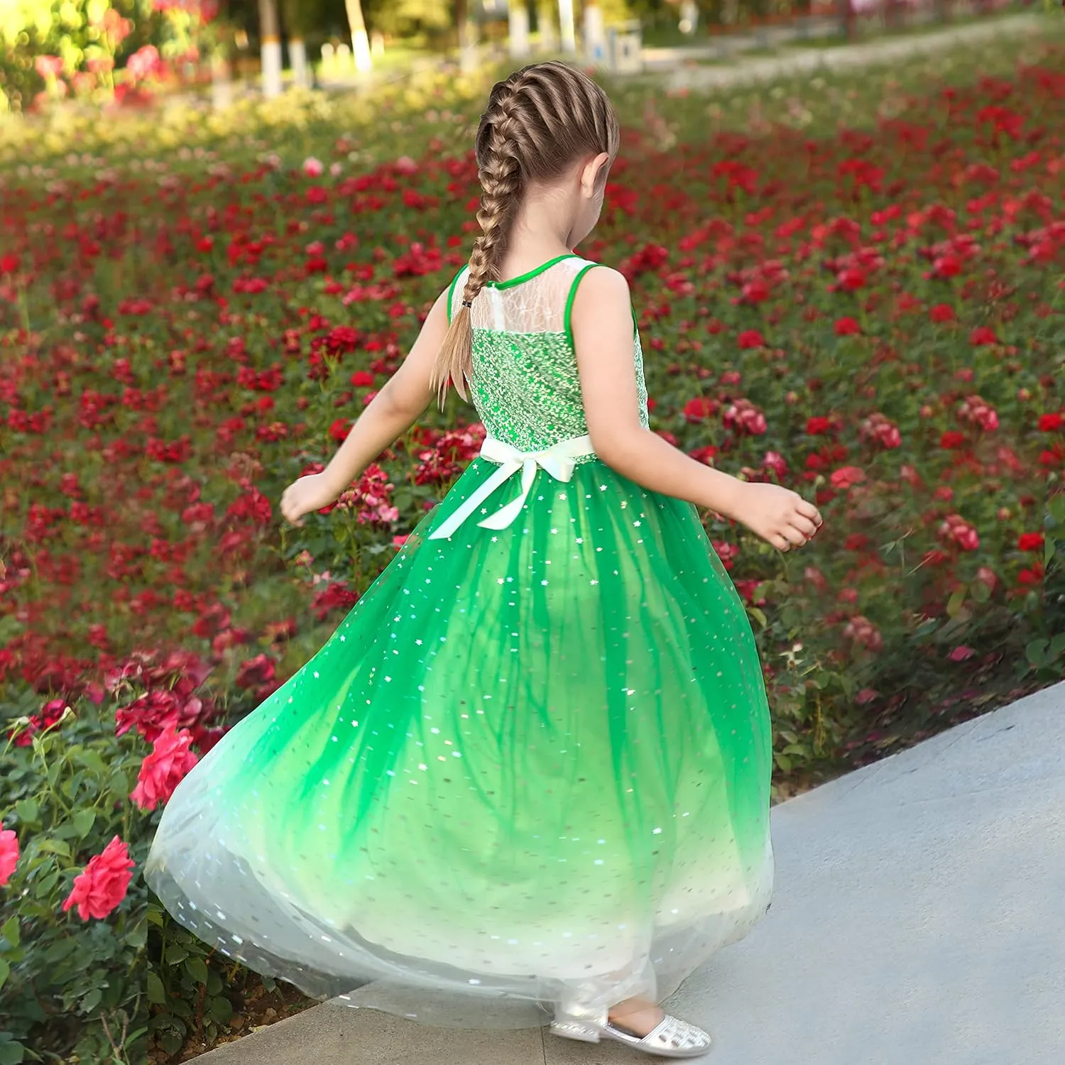 Sunny Fashion Girls Dress Flower Lace Top Burgundy Gradient Skirt Sleeveless